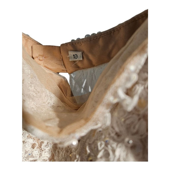 Sherri Hill Ivory Nude Lace Wedding Dress US 10 - Picture 12 of 15